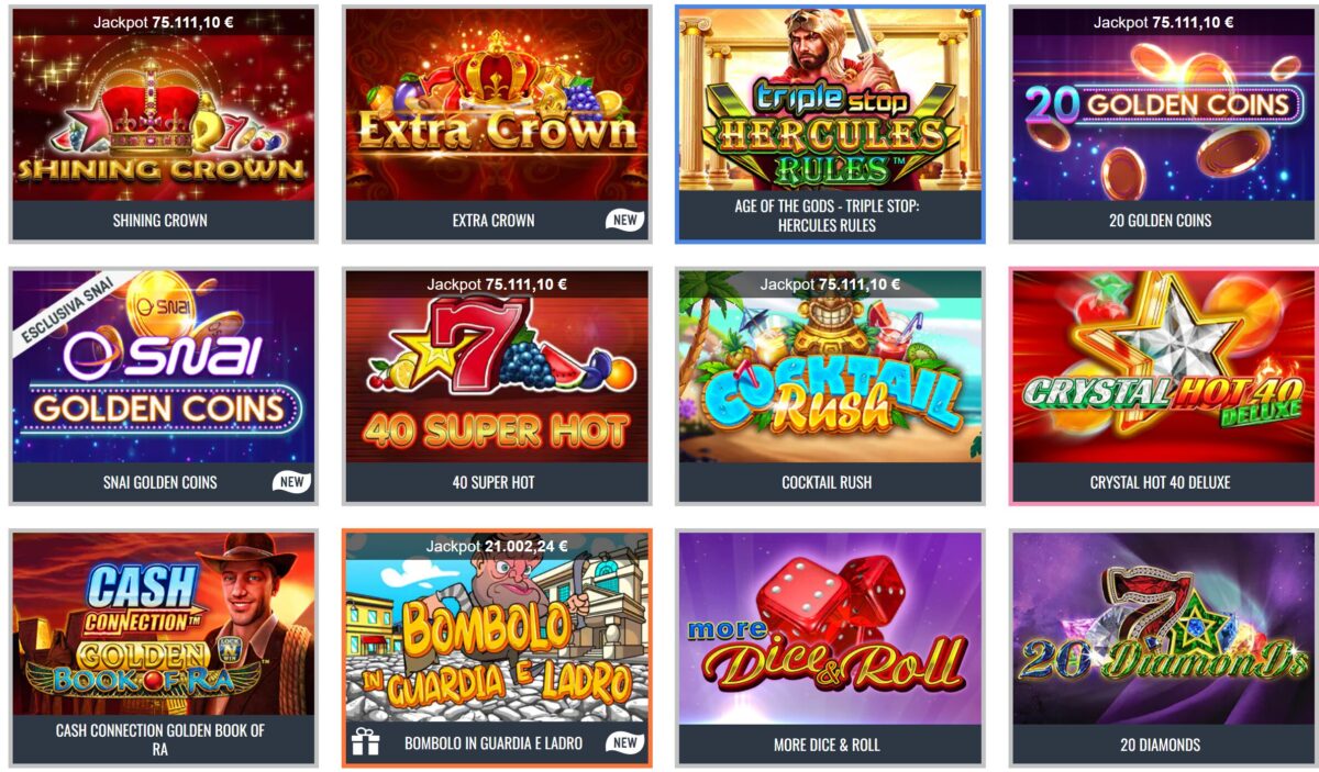 Snai Casino Online: 1.000€ Senza Deposito alla Registrazione!